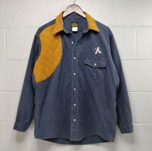 Vintage Melton Deerskin chamois blue/brown shooting shirt Padded shoulder size L